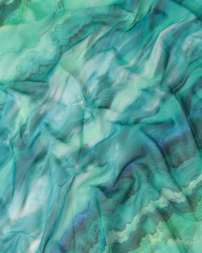 Emerald Teal Abstract Swiss Cotton Voile 140cm