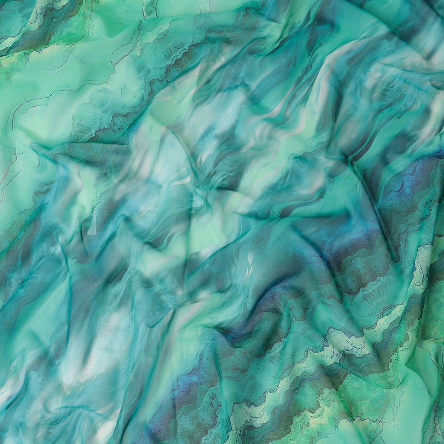 Emerald Teal Abstract Swiss Cotton Voile 140cm