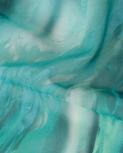 Emerald Teal Abstract Swiss Cotton Voile 140cm