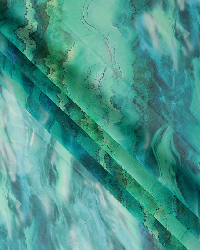 Emerald Teal Abstract Swiss Cotton Voile 140cm