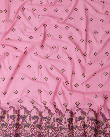 Pink Geometric Swiss Cotton Voile Sudanese Thobe
