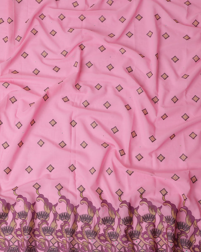 Pink Geometric Swiss Cotton Voile Sudanese Thobe
