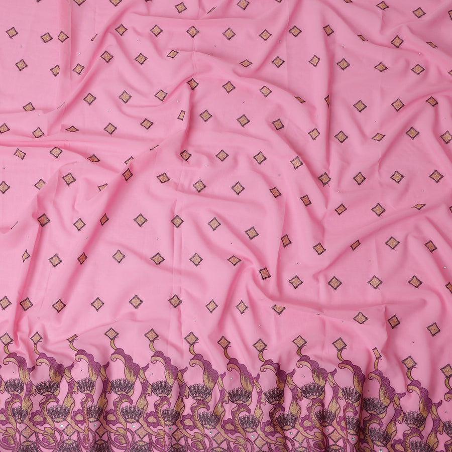 Pink Geometric Swiss Cotton Voile Sudanese Thobe