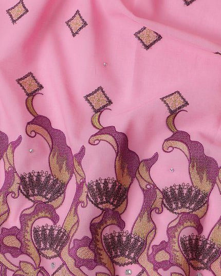 Pink Geometric Swiss Cotton Voile Sudanese Thobe