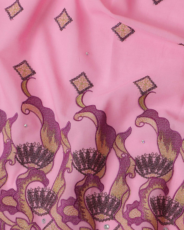 Pink Geometric Swiss Cotton Voile Sudanese Thobe