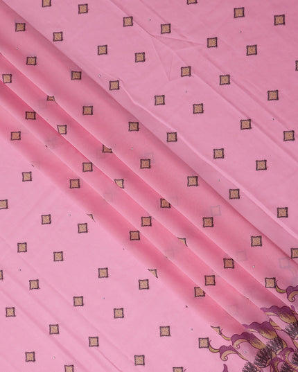 Pink Geometric Swiss Cotton Voile Sudanese Thobe