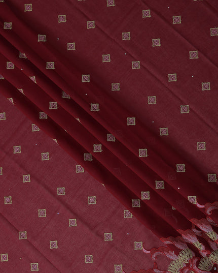 Maroon Geometric Swiss Cotton Voile Sudanese Thobe