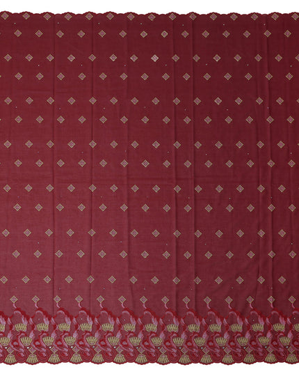 Maroon Geometric Swiss Cotton Voile Sudanese Thobe