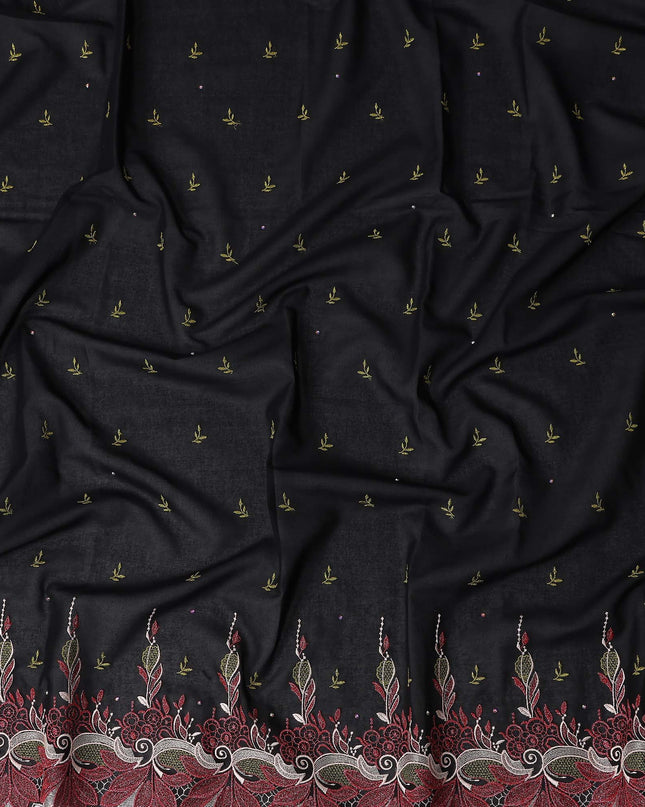 Black Leaf Swiss Cotton Voile Sudanese Thobe