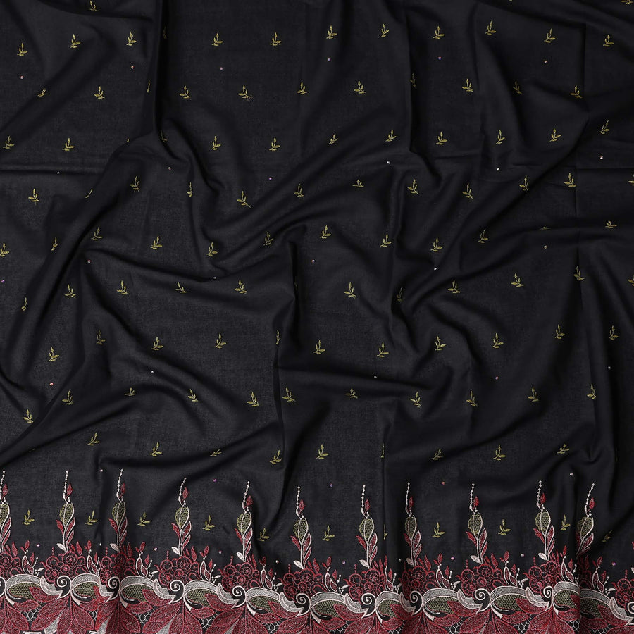 Black Leaf Swiss Cotton Voile Sudanese Thobe