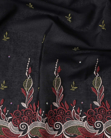 Black Leaf Swiss Cotton Voile Sudanese Thobe