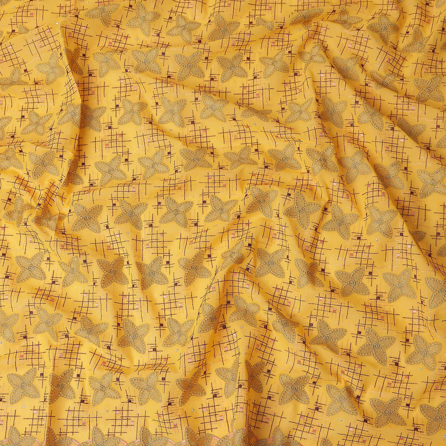 Yellow Checkered Swiss Cotton Voile Sudanese Thobe
