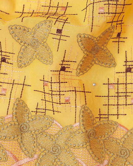 Yellow Checkered Swiss Cotton Voile Sudanese Thobe