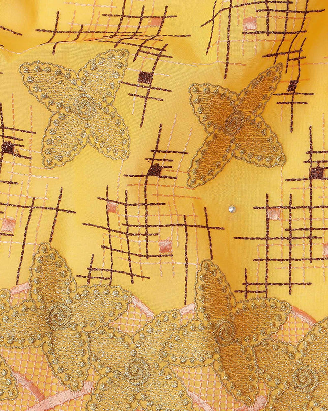 Yellow Checkered Swiss Cotton Voile Sudanese Thobe