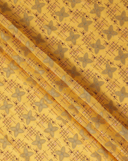 Yellow Checkered Swiss Cotton Voile Sudanese Thobe