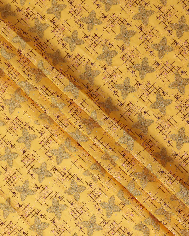 Yellow Checkered Swiss Cotton Voile Sudanese Thobe