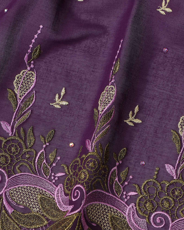 Purple Leaf Swiss Cotton Voile Sudanese Thobe