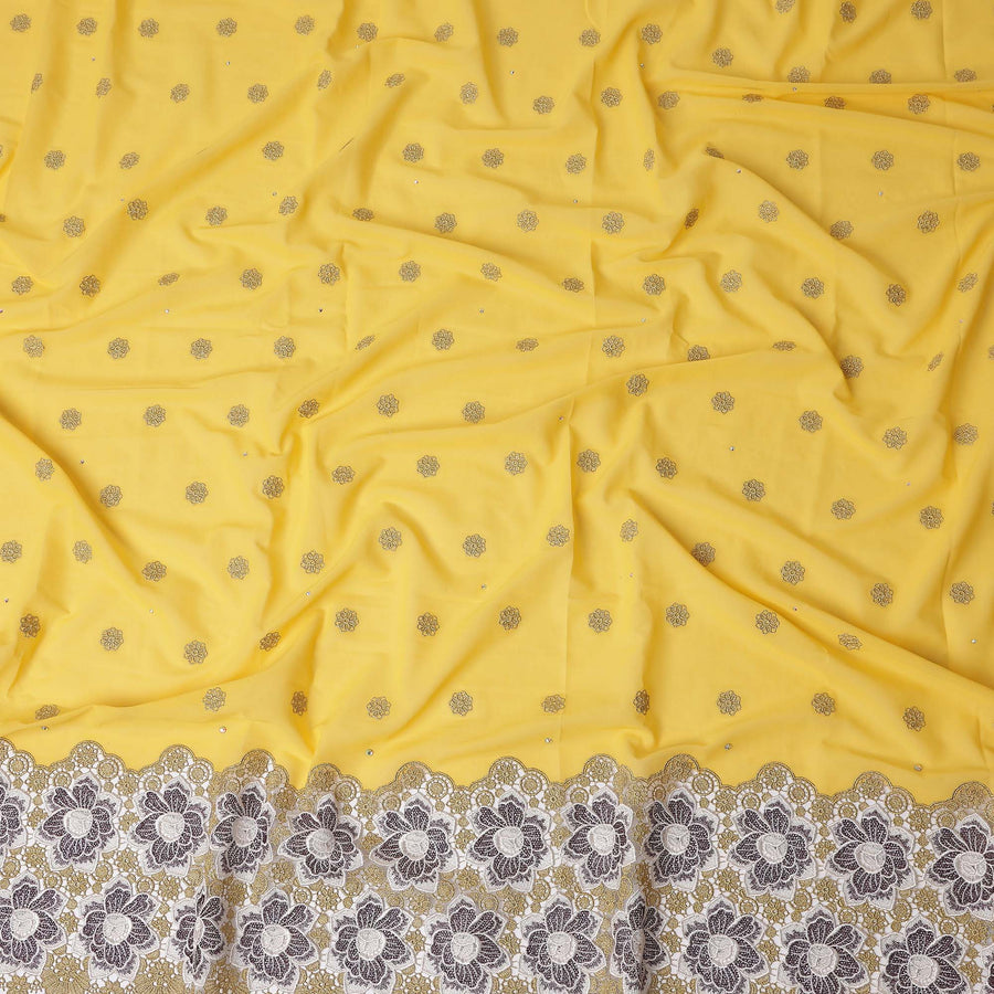 Yellow Floral Swiss Cotton Voile Sudanese Thobe