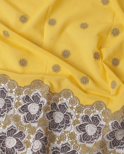 Yellow Floral Swiss Cotton Voile Sudanese Thobe