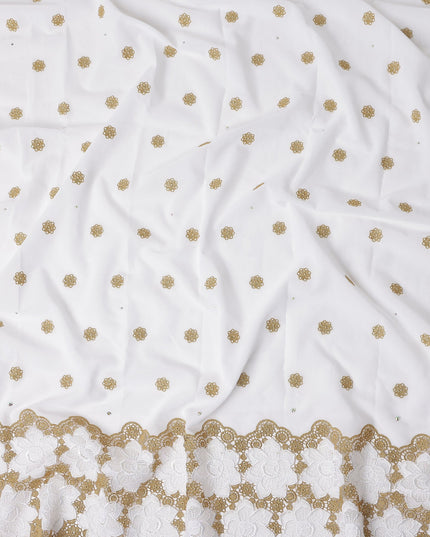 White Floral Swiss Cotton Voile Sudanese Thobe