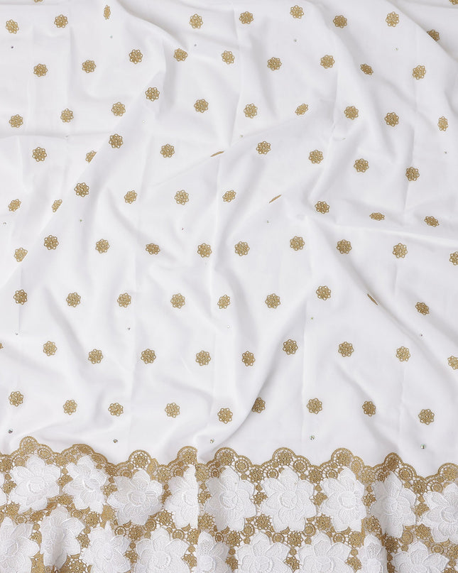 White Floral Swiss Cotton Voile Sudanese Thobe