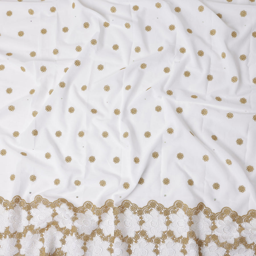 White Floral Swiss Cotton Voile Sudanese Thobe