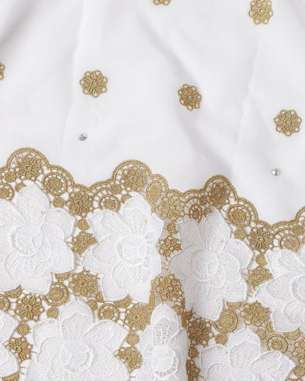 White Floral Swiss Cotton Voile Sudanese Thobe