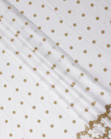 White Floral Swiss Cotton Voile Sudanese Thobe