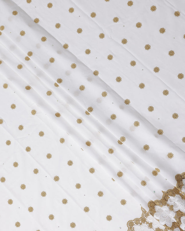 White Floral Swiss Cotton Voile Sudanese Thobe