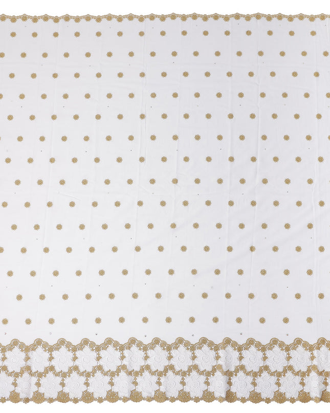 White Floral Swiss Cotton Voile Sudanese Thobe