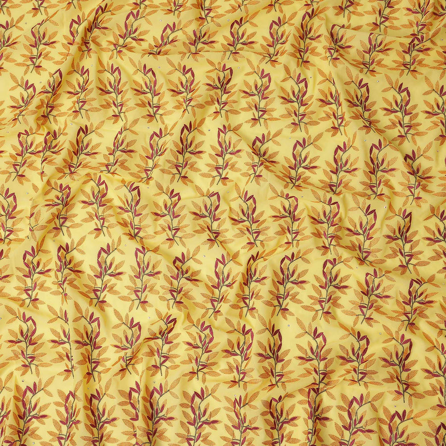 Yellow Leaf Swiss Cotton Voile Sudanese Thobe