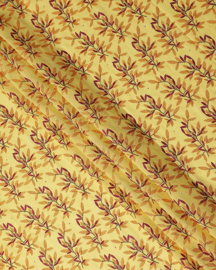 Yellow Leaf Swiss Cotton Voile Sudanese Thobe
