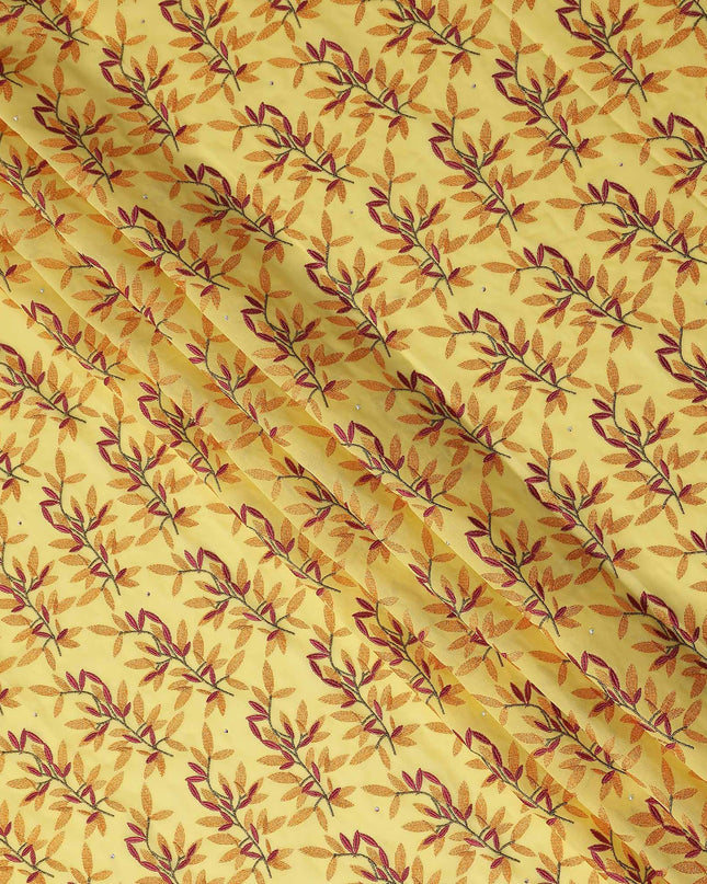 Yellow Leaf Swiss Cotton Voile Sudanese Thobe