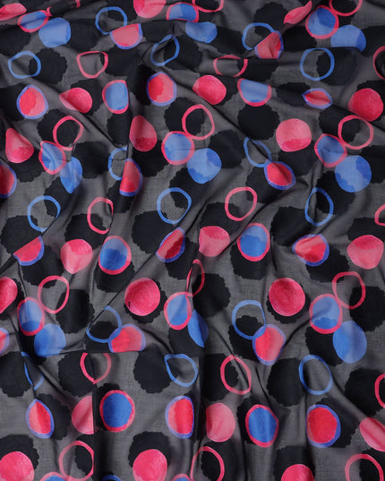 Black Polka Dot Swiss Cotton Voile Sudanese Thobe