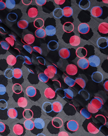 Black Polka Dot Swiss Cotton Voile Sudanese Thobe