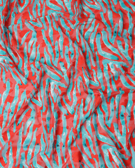 Red Abstract Swiss Cotton Voile Sudanese Thobe
