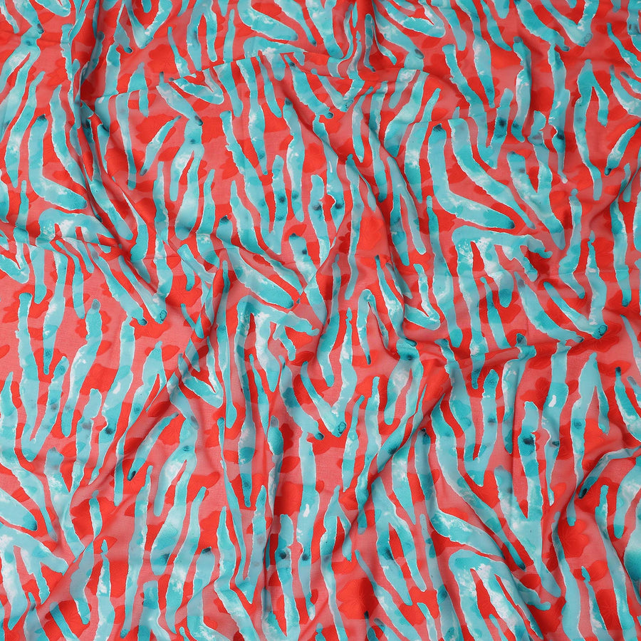 Red Abstract Swiss Cotton Voile Sudanese Thobe