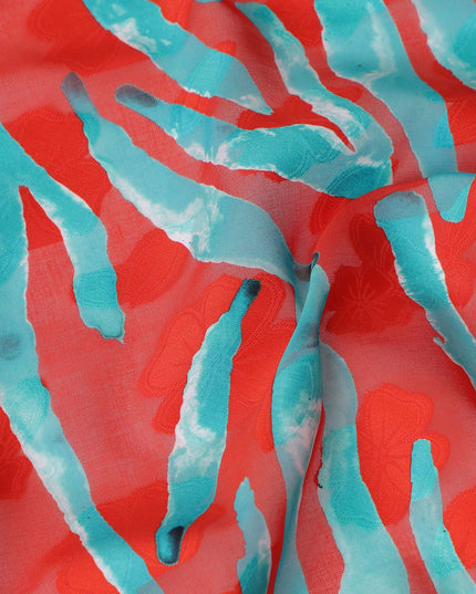Red Abstract Swiss Cotton Voile Sudanese Thobe