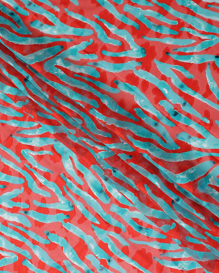Red Abstract Swiss Cotton Voile Sudanese Thobe