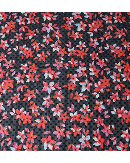 Black Floral Swiss Cotton Voile Sudanese Thobe