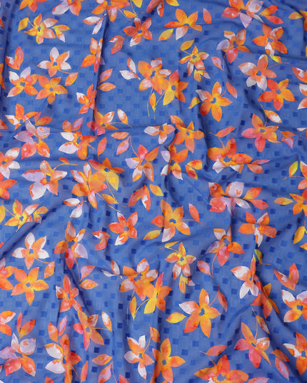 Blue Floral Swiss Cotton Voile Sudanese Thobe