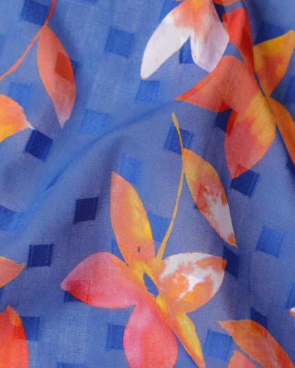 Blue Floral Swiss Cotton Voile Sudanese Thobe