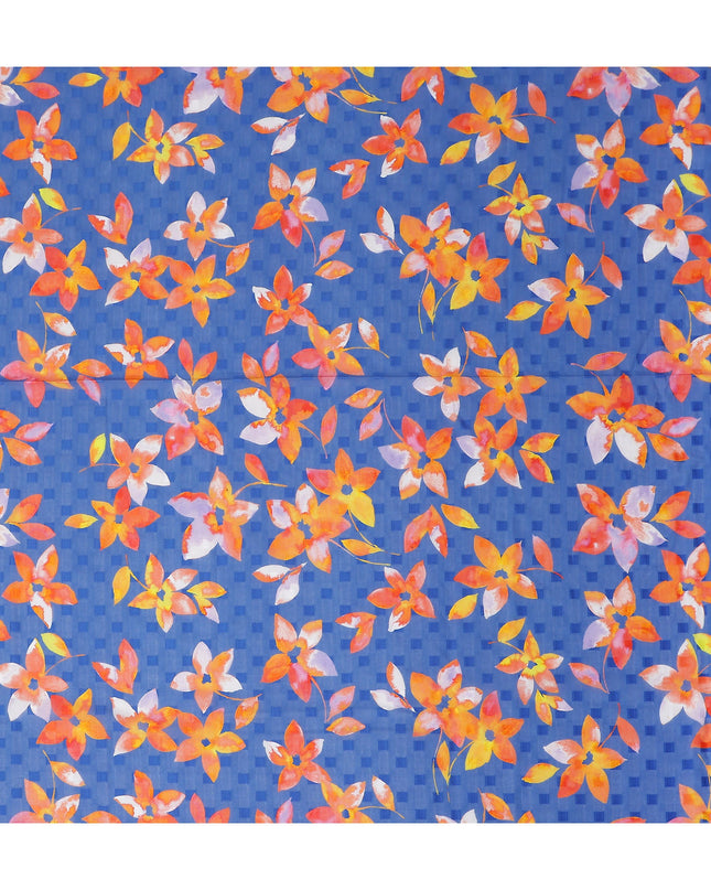 Blue Floral Swiss Cotton Voile Sudanese Thobe