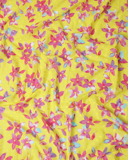 Yellow Floral Swiss Cotton Voile Sudanese Thobe