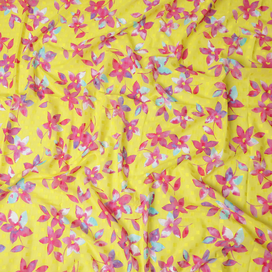 Yellow Floral Swiss Cotton Voile Sudanese Thobe
