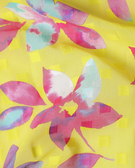 Yellow Floral Swiss Cotton Voile Sudanese Thobe