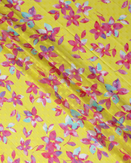 Yellow Floral Swiss Cotton Voile Sudanese Thobe