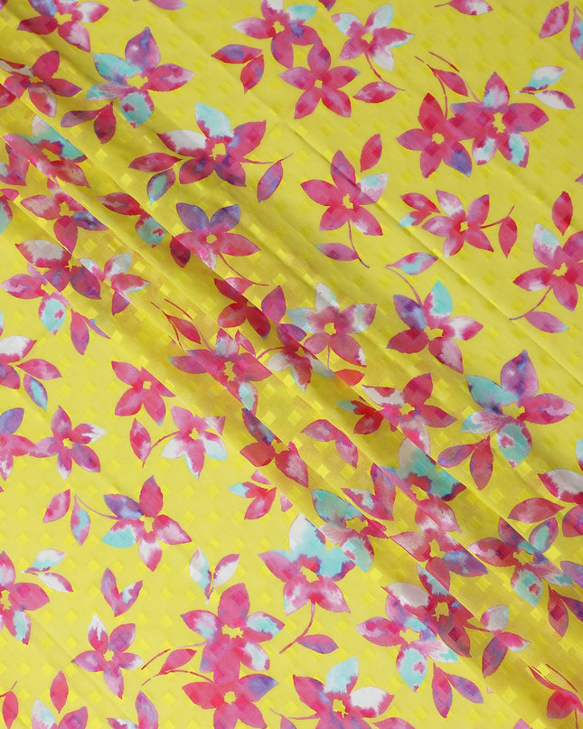 Yellow Floral Swiss Cotton Voile Sudanese Thobe