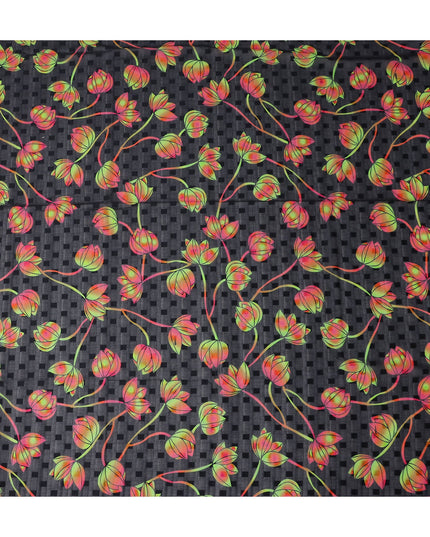 Black Floral Swiss Cotton Voile Sudanese Thobe