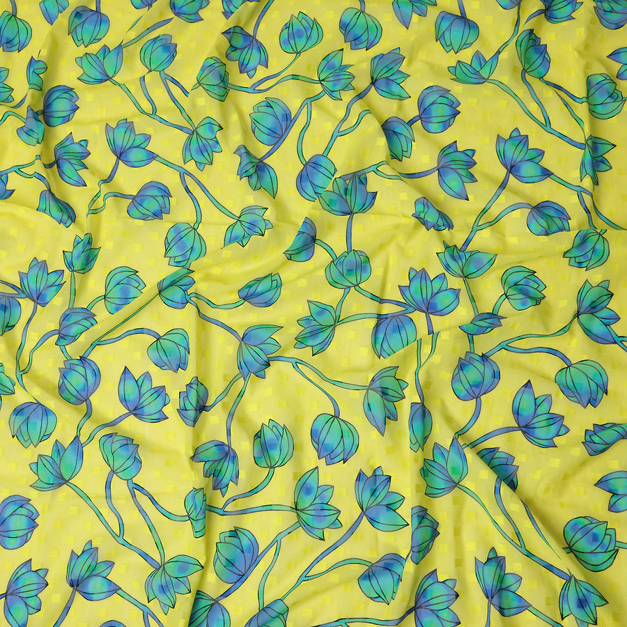 Yellow Floral Swiss Cotton Voile Sudanese Thobe